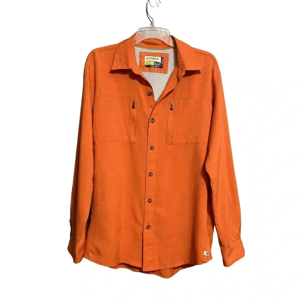 Magellan Outdoors Adventure Gear Loose Fit Long Sleeve Button Down Shirt Size S